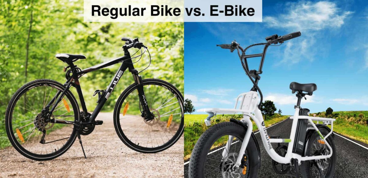 E-bike and regular cycle side by side in Pune city with Bodke Cycles branding