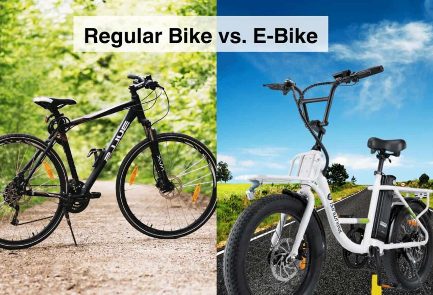 E-bike and regular cycle side by side in Pune city with Bodke Cycles branding