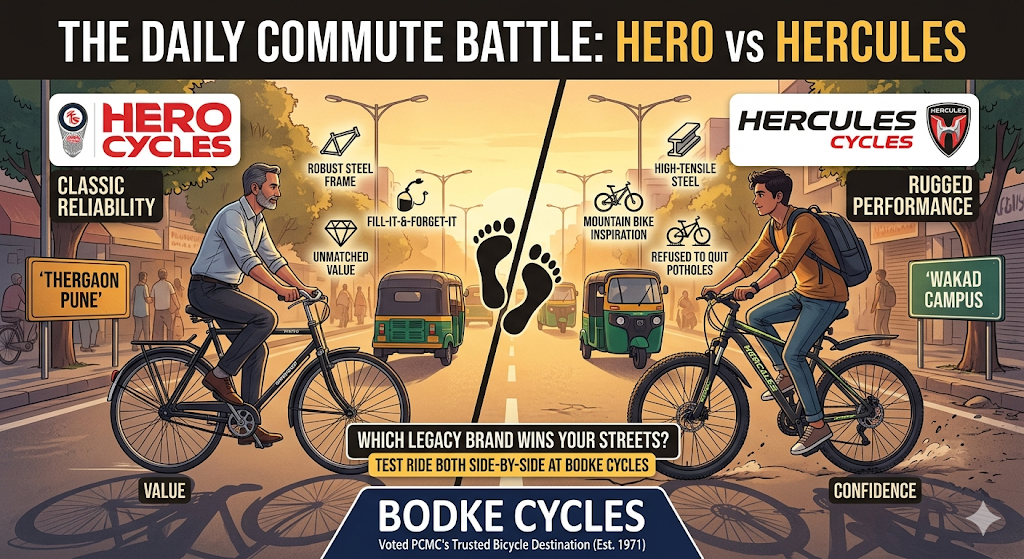 Hero and Hercules bicycles compared for daily commuting, durability, comfort, and value on Indian roads.