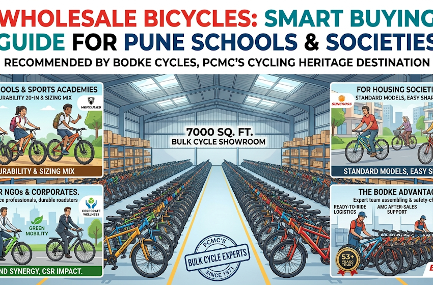 Bulk bicycle fleet supplied for schools, housing societies, NGOs, and corporate organizations in Pune.